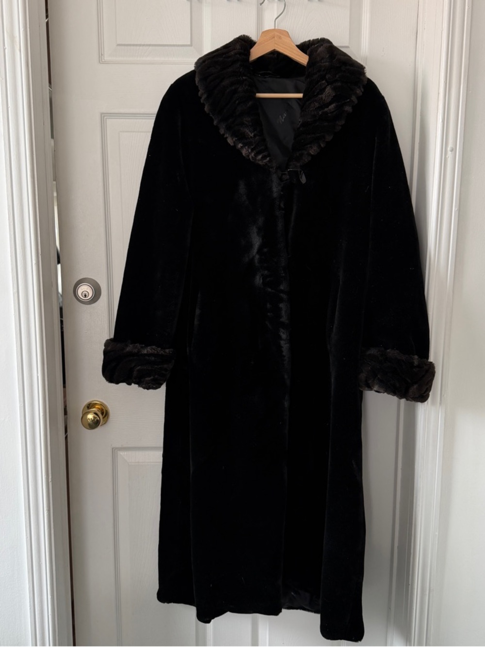 Classic Women's Black Faux Fur Long Coat